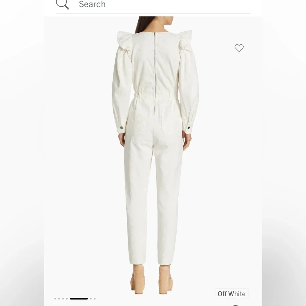 White Ruffle Jumpsuit - Picture 2 of 5